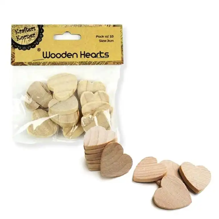 [2Pk X 10Pce] Krafters Korner Wooden Hearts - For Gest Book Sign And Any Craft Projects - Natural (3Cm)