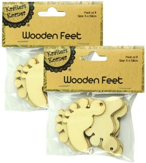 [2Pk X 8Pce] Krafters Korner Natural Wood Feet - Natural Color Wood (5 X 5.8 Cm)