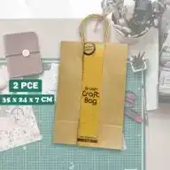 [2PCE] Krafters Korner Craft Brown Bag With Handle (24cm x 35cm x 7cm)