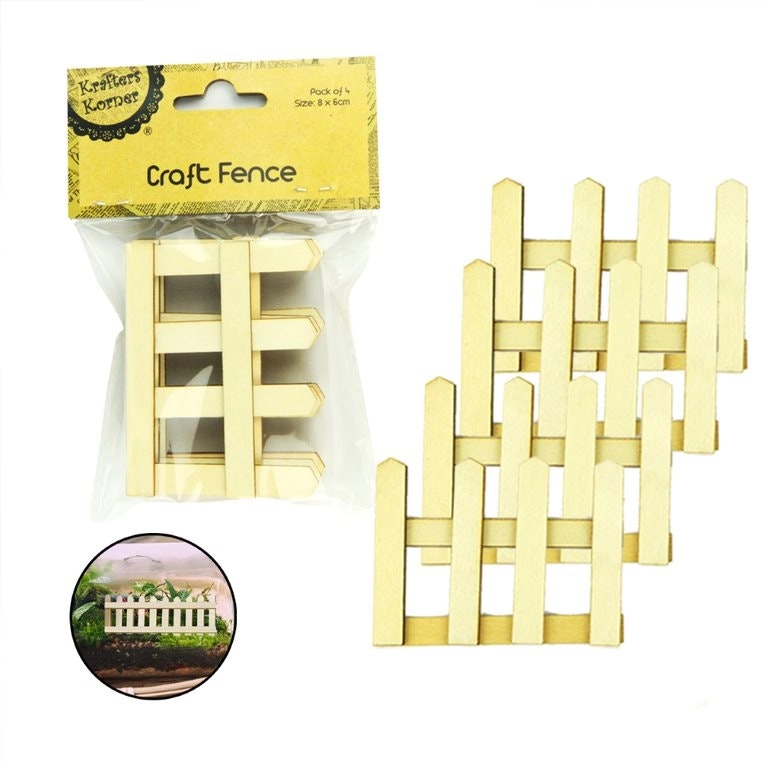 [2PK x 4PCE] Krafters Korner Craft Wood Fence - NAtural Color (8cm x 6cm)