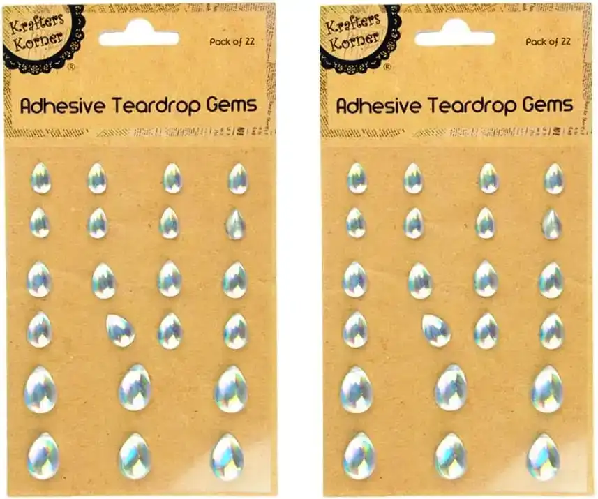 [2Pk X 22Pce] Krafters Korner Pear Shape Gems - Great Addition To Your Scrapbooking Tools
