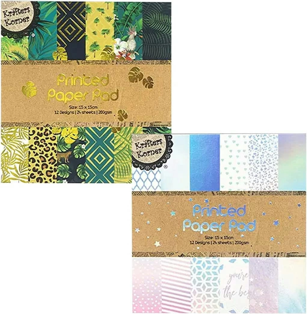 [2Pk] Krafters Korner Printed Craft Paper Pad - Assorted Design (15X15Cm)