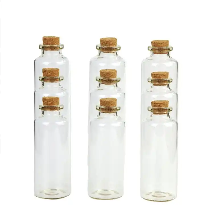 [3Pk X 3Pce] Krafters Korner Mini Glass Bottles With Cork Lids - Ideal Use For A Message In A Bottle