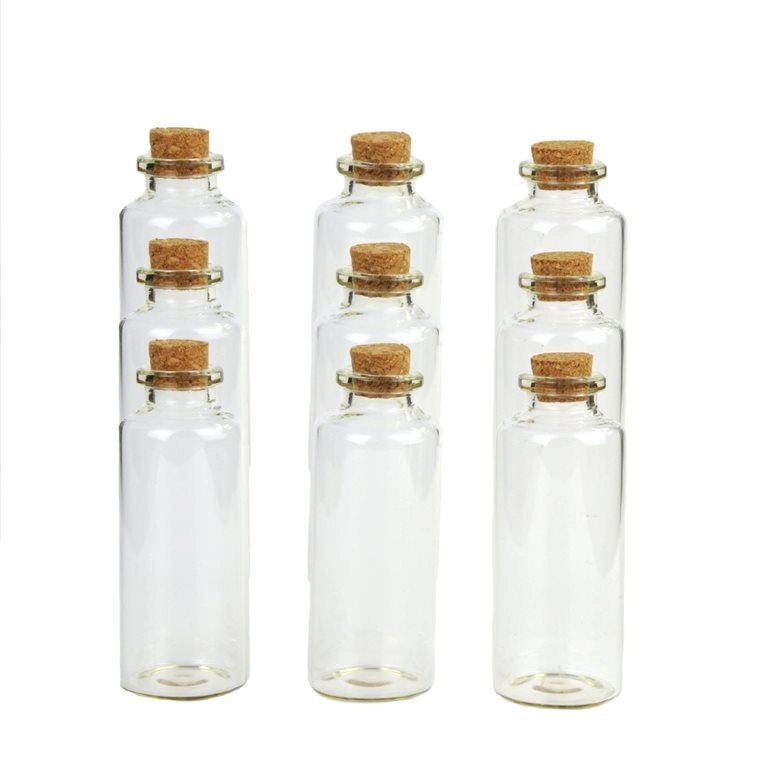 [3Pk X 3Pce] Krafters Korner Mini Glass Bottles With Cork Lids - Ideal Use For A Message In A Bottle