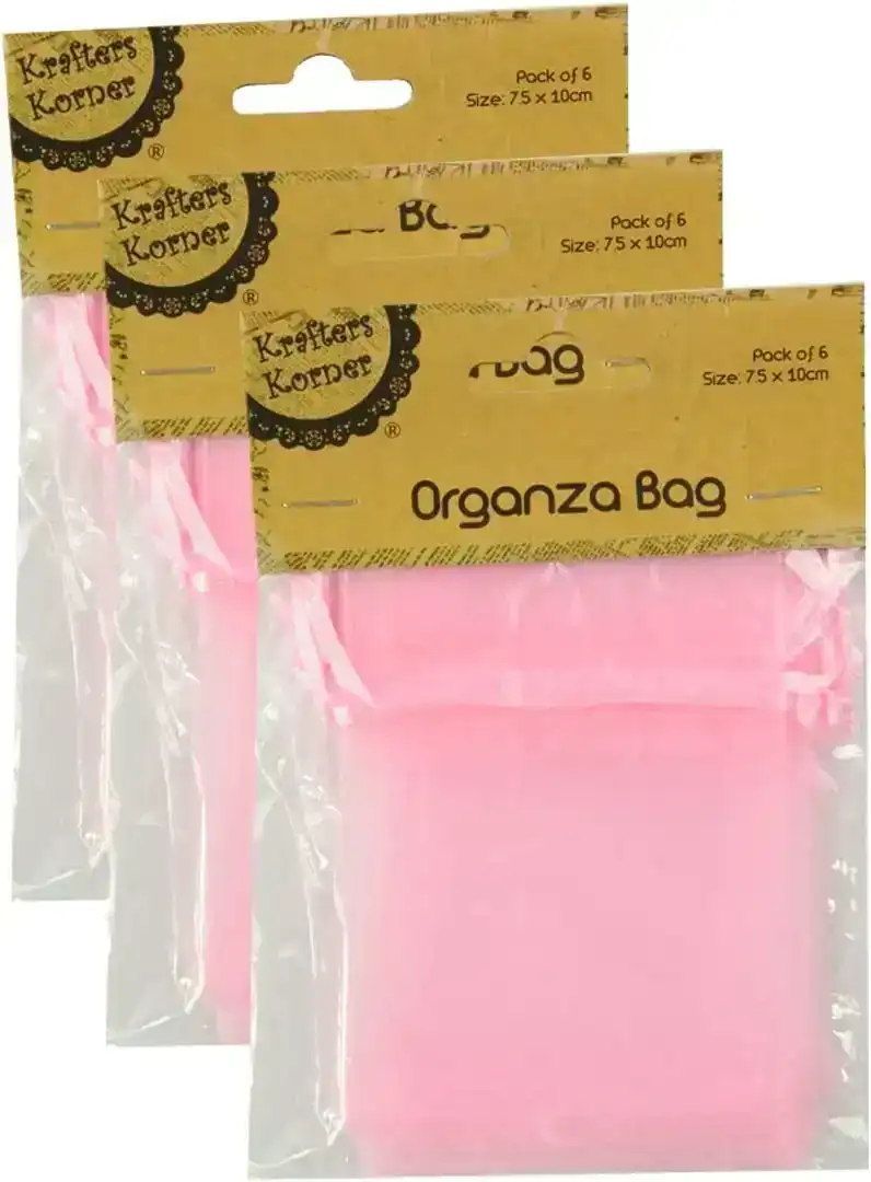 [3Pk X 6Pce] Krafters Korner Organza Bag - Pink (7.5 x 10cm)