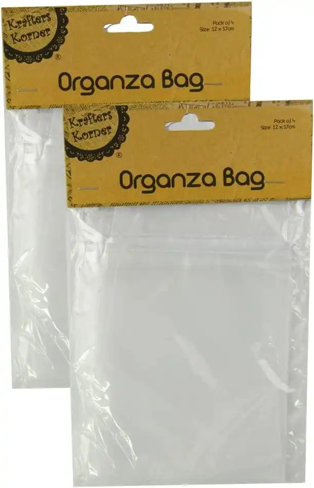 [2PK x 4PCE] Krafters Korner Organza Bag - WHITE (12cm x 17cm)