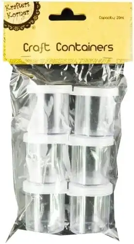 2 x 6PK Krafters Korner Craft STO Containers Clear 20ML with Snap on Tight Plastic Lids