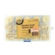 Krafters Korner Wooden Craft Button Set - Natural Wood Color (15Cm - 2Cm - 25Cm)