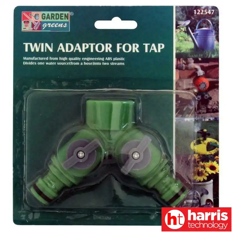 Garden Greens 2 Way Tap Connector Double Tap Adapter Garden Tap Adaptor with Individual On/Off
