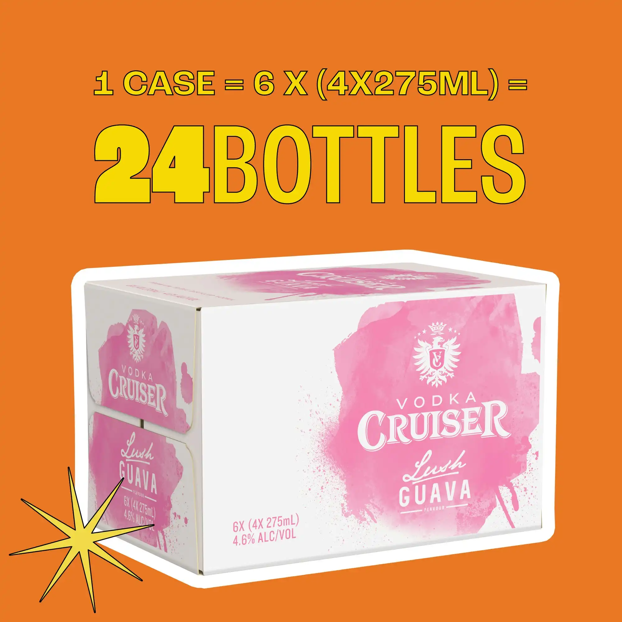 Vodka Cruiser Lush Guava 4.6% 24 x 275mL Bottles