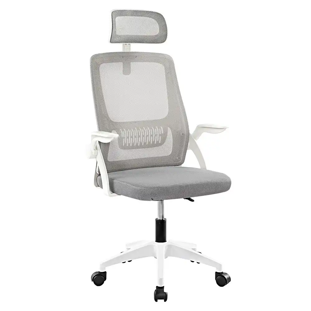 Furb Office Chair Computer Mesh Executive Chairs Study Lifting Seating Headrest White Grey