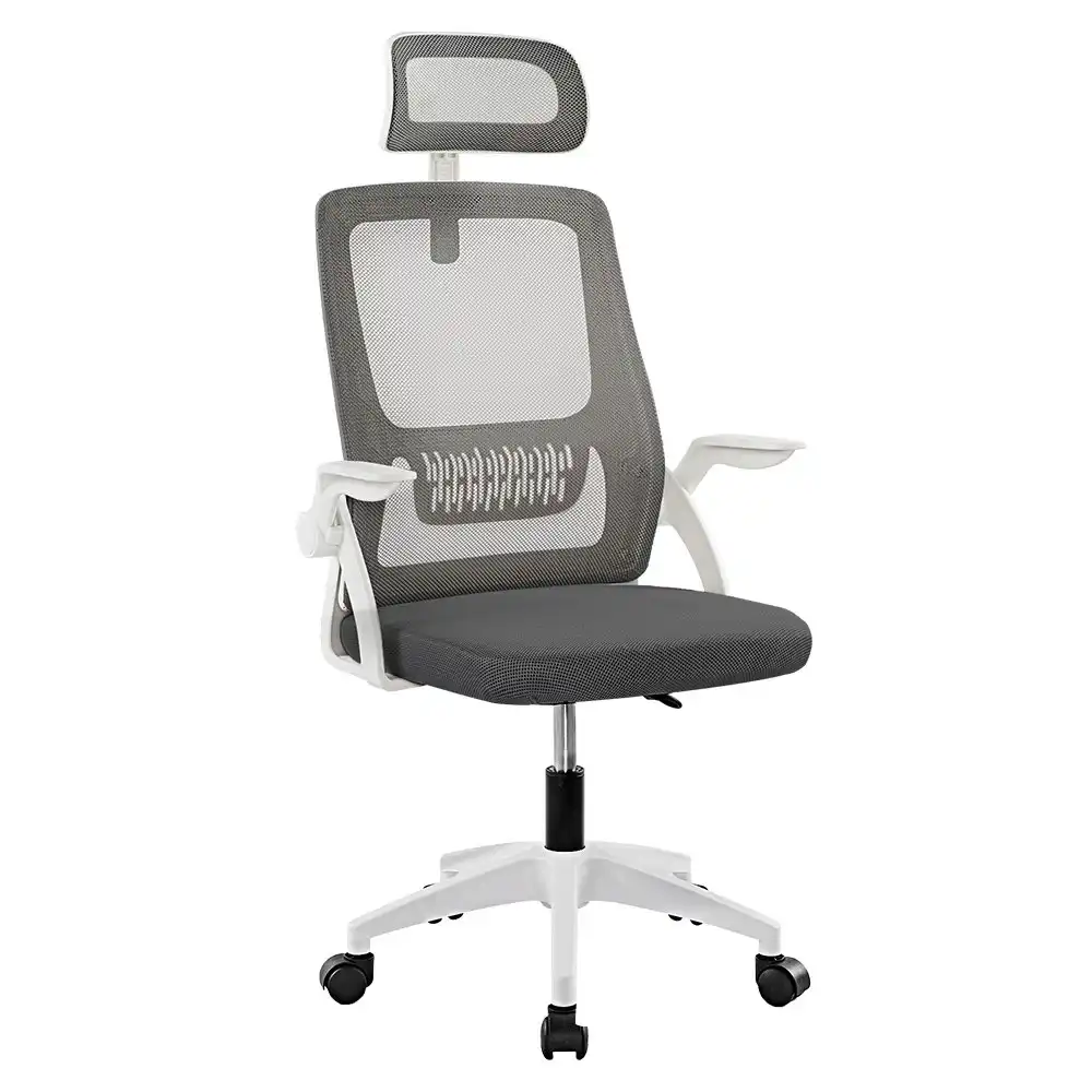Furb Office Chair Computer Mesh Executive Chairs Study Work Seating Headrest White Dark Grey