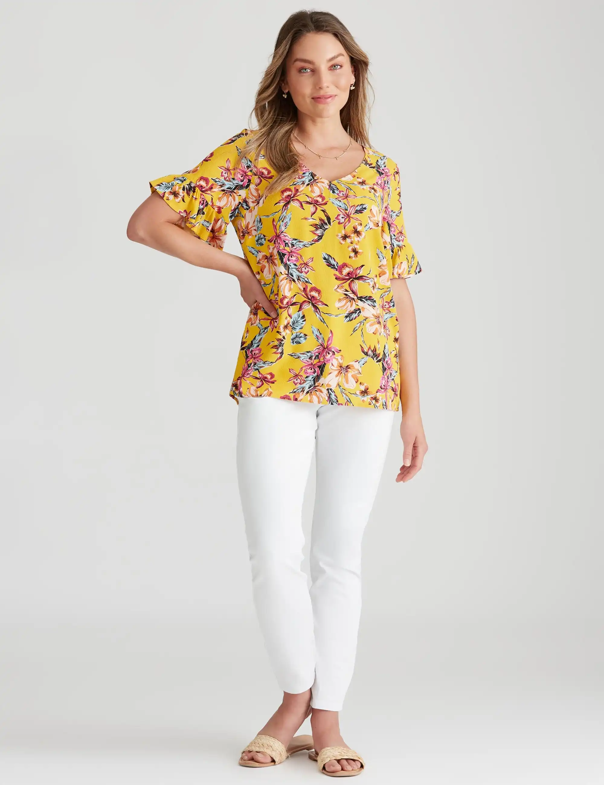 Rockmans Woven Short Sleeve Top