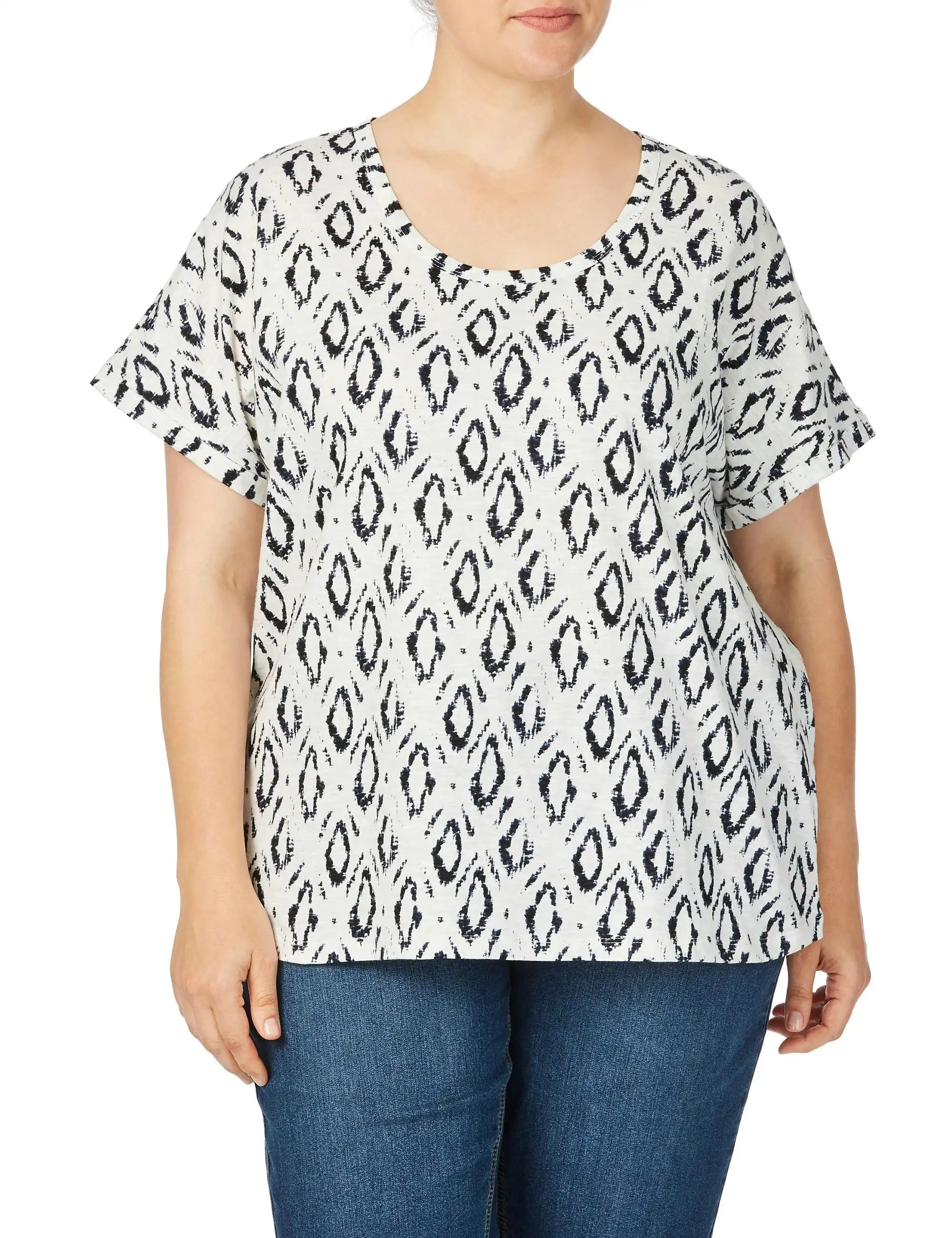 beme Short Sleeve Diamond Print Top (Diamond Prt)