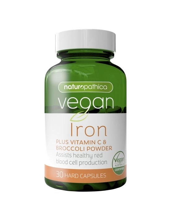 Naturopathica Vegan Iron Plus Vitamin C & Broccoli Powder 30 Capsules