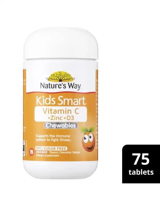 Nature's Way Kids Smart Vitamin C + Zinc + D3 75 Chewable Tablets