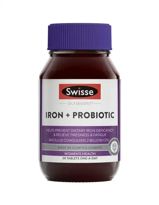 Swisse Ultiboost Iron + Probiotic 30 Tablets
