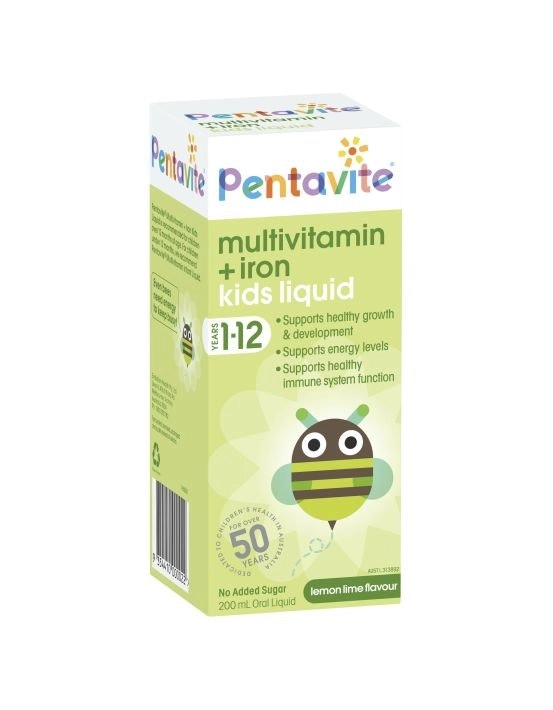 Pentavite Multivitamin + Iron Kids Liquid 200mL