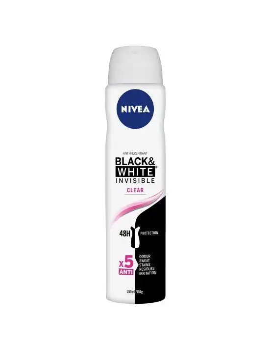 Nivea Invisible Black & White Clear Aerosol Deodorant 250mL