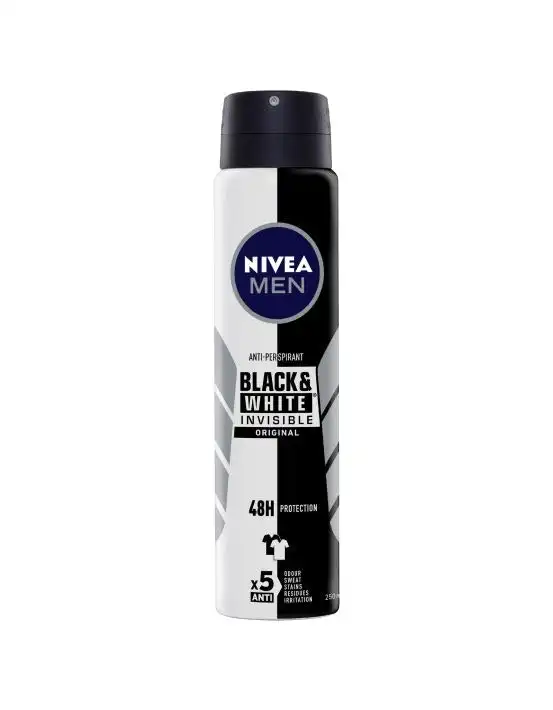 Nivea Deodorant Aerosol Men Invisible Black And White 250mL