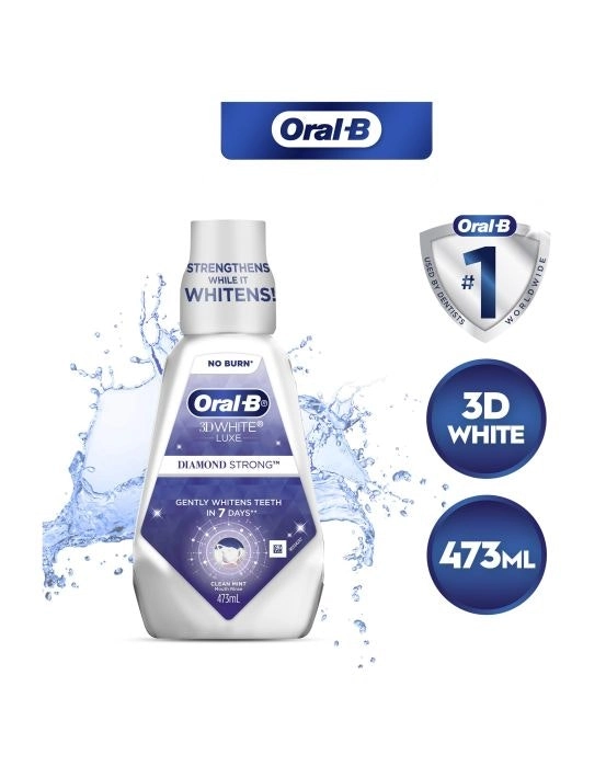 Oral B 3D White Luxe Diamond Strong Clean Mint Mouthwash 473mL