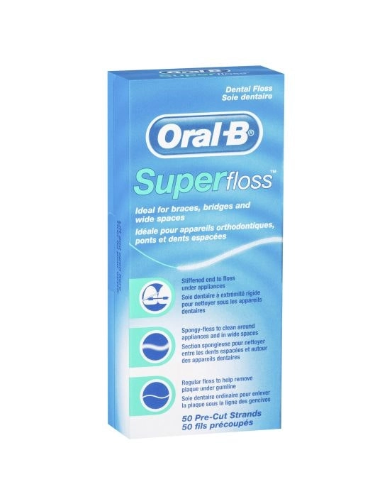 Oral B Superfloss Dental Floss Pre-Cut Strands 50 pack