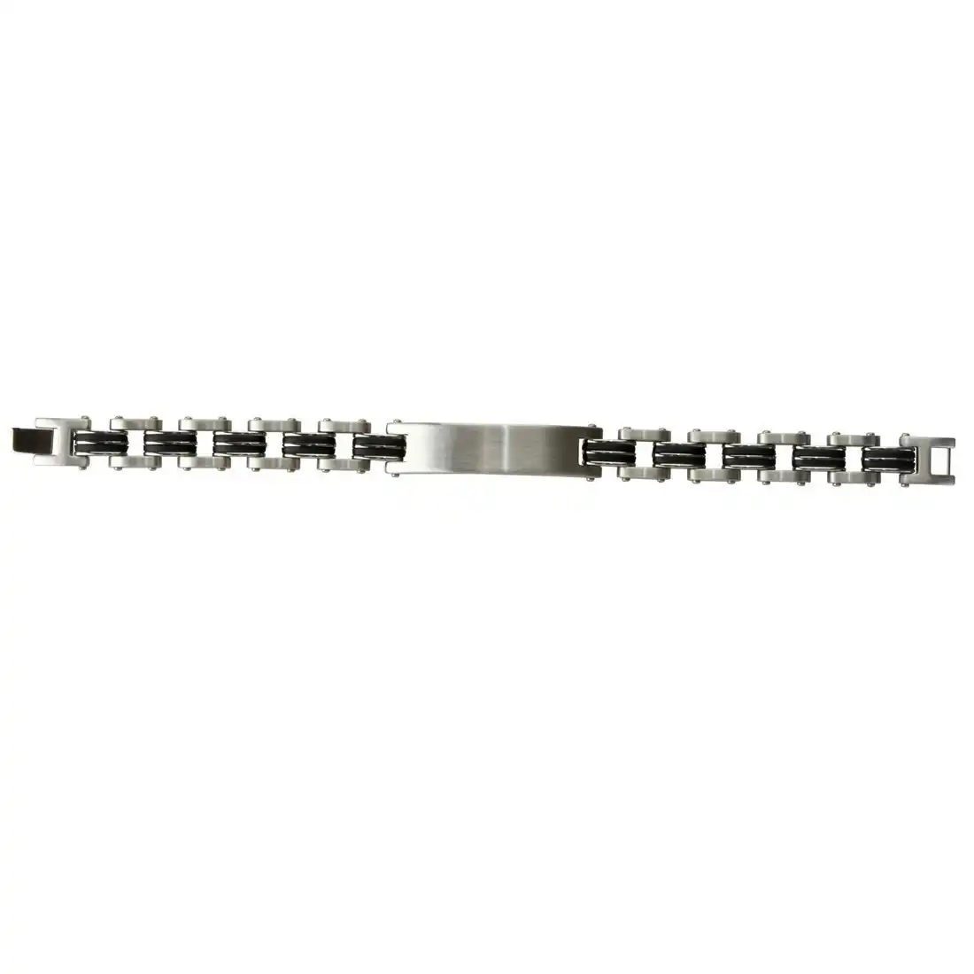 21cm Men's Stainless Steel Double Stripe ID Bracelet