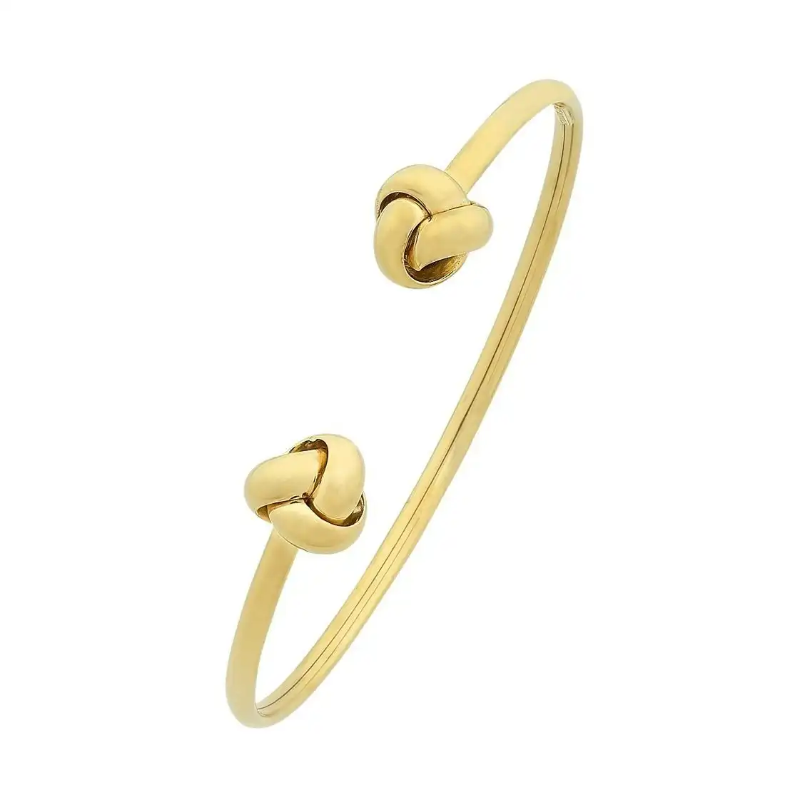 9ct Yellow Gold Silver Infused Love Knot Cuff Bangle