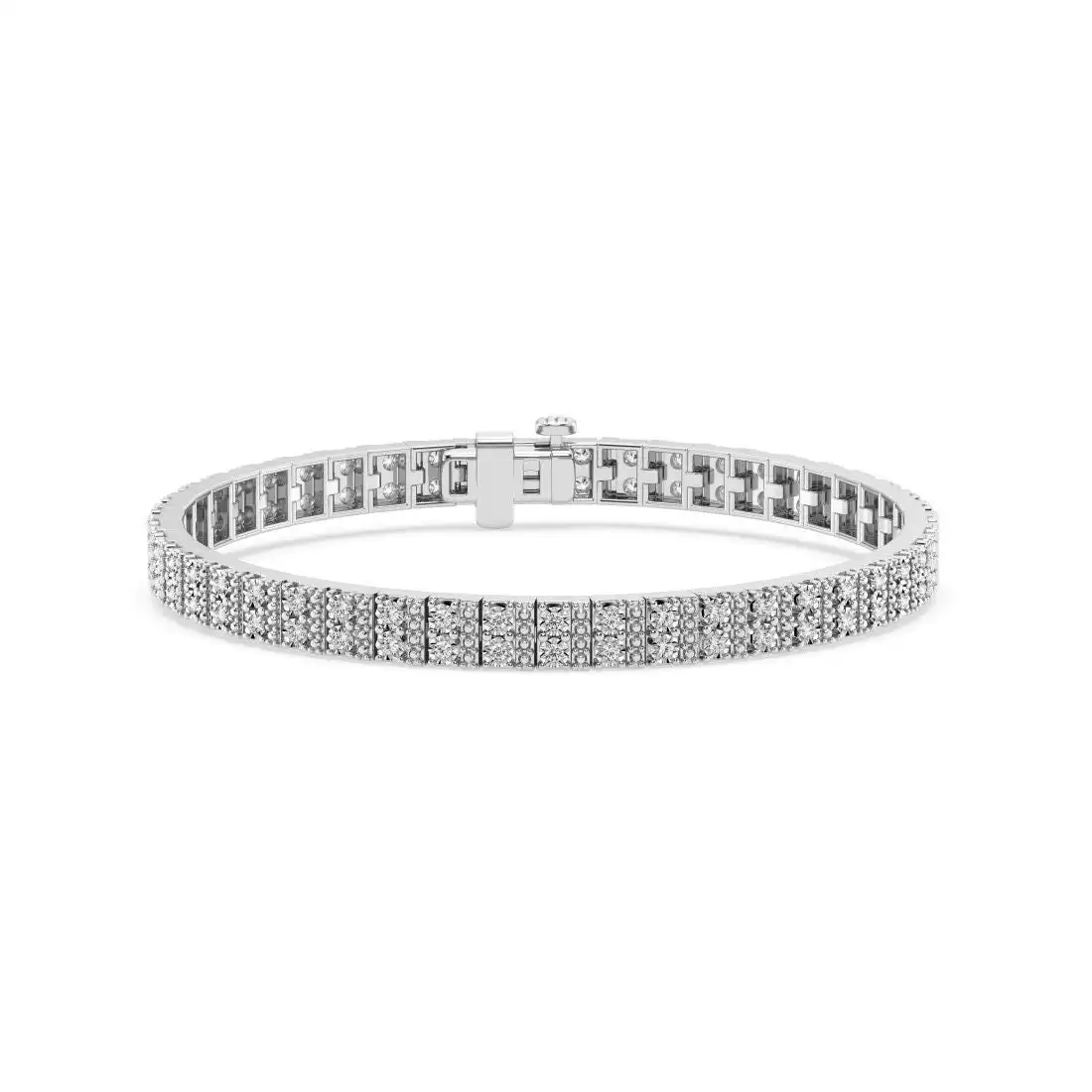 Mirage Multi Row Bracelet with 1.00ct of Laboratory Grown Diamonds in Sterling Silver and Platinum