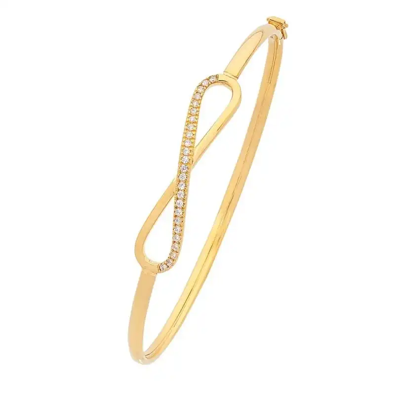 9ct Yellow Gold Silver Infused Infinity Bangle