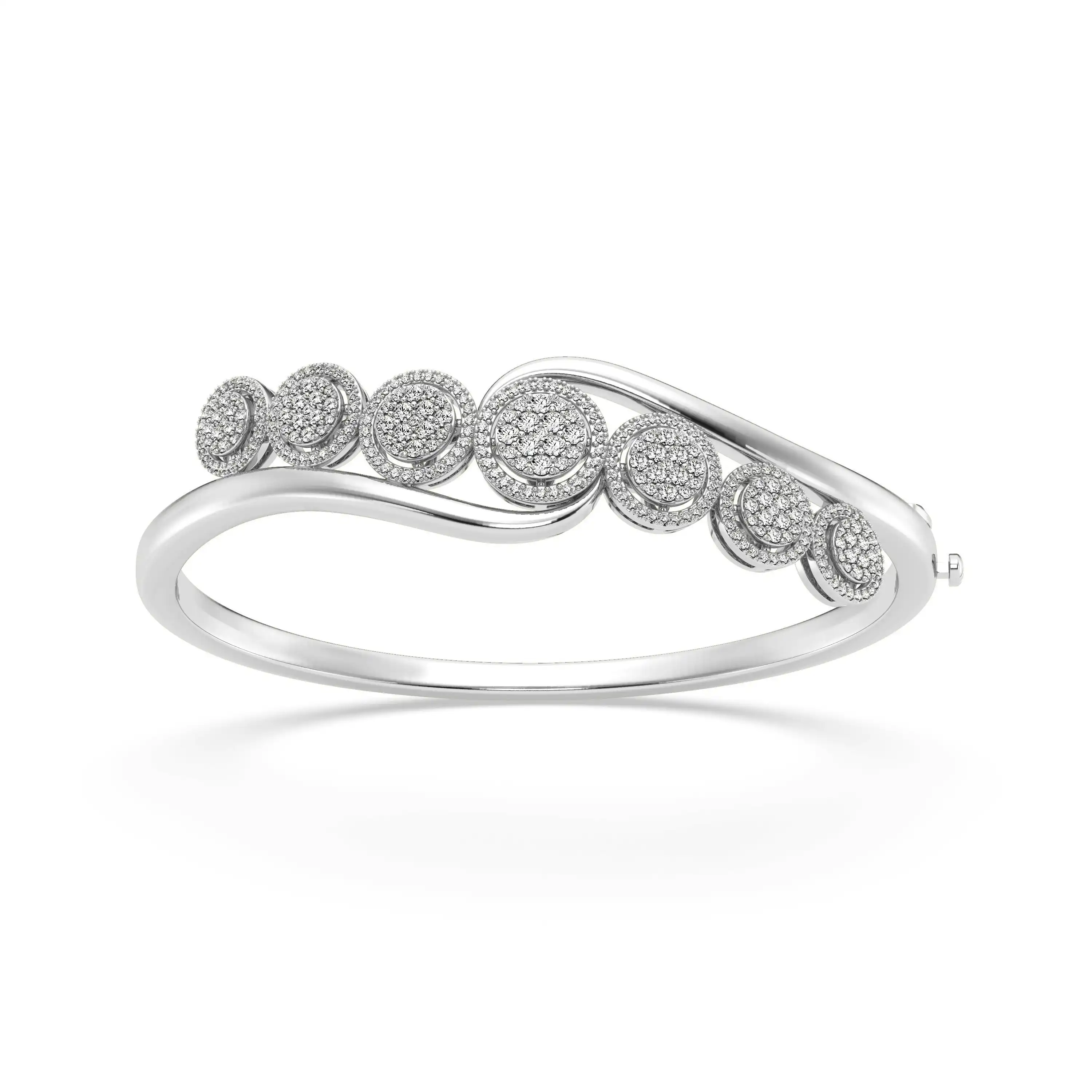 Mirage Halo Bangle with 1.50ct of Laboratory Grown Diamonds in Sterling Silver and Platinum
