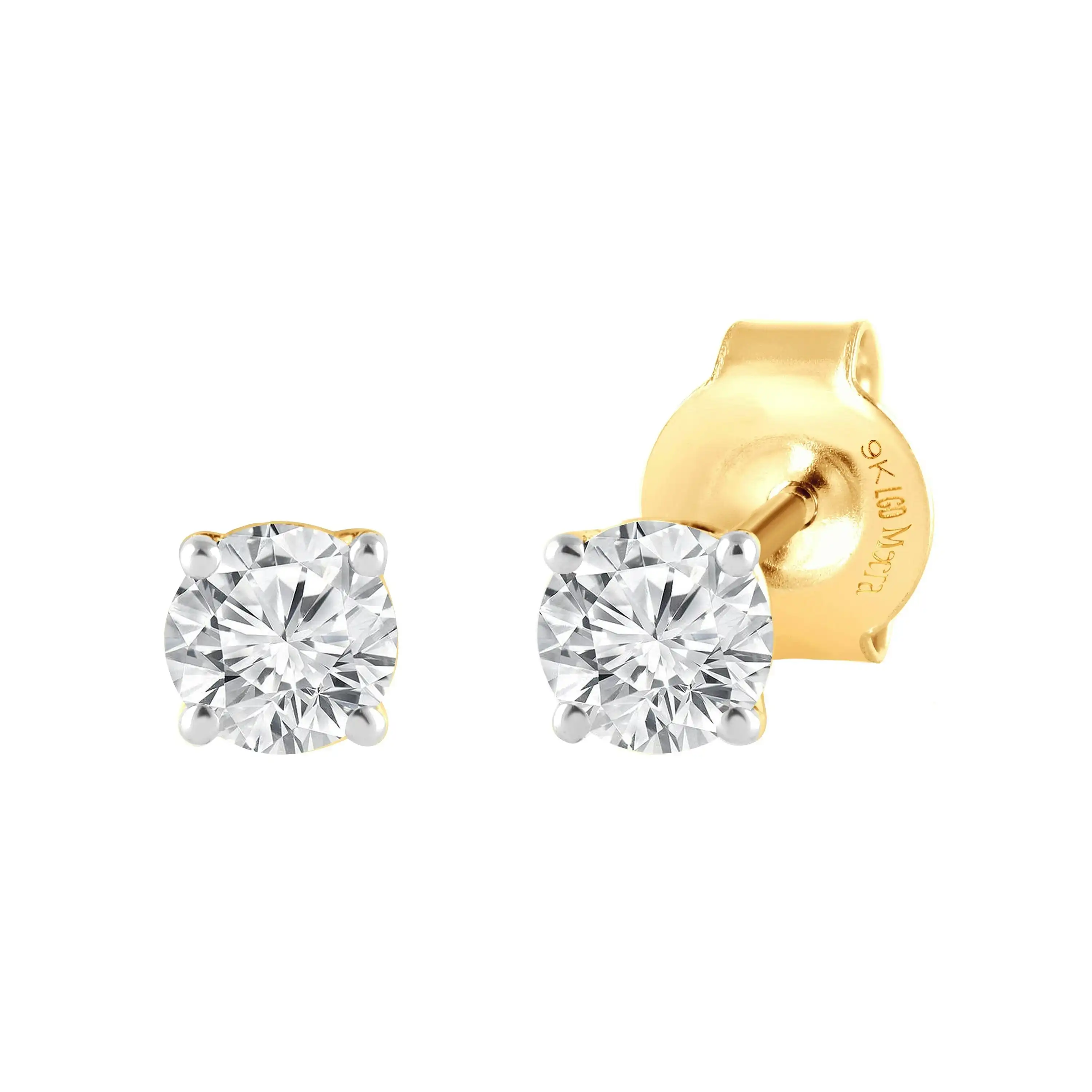 Meera 1/5ct Laboratory Grown Solitaire Diamond Earrings in 9ct Yellow Gold