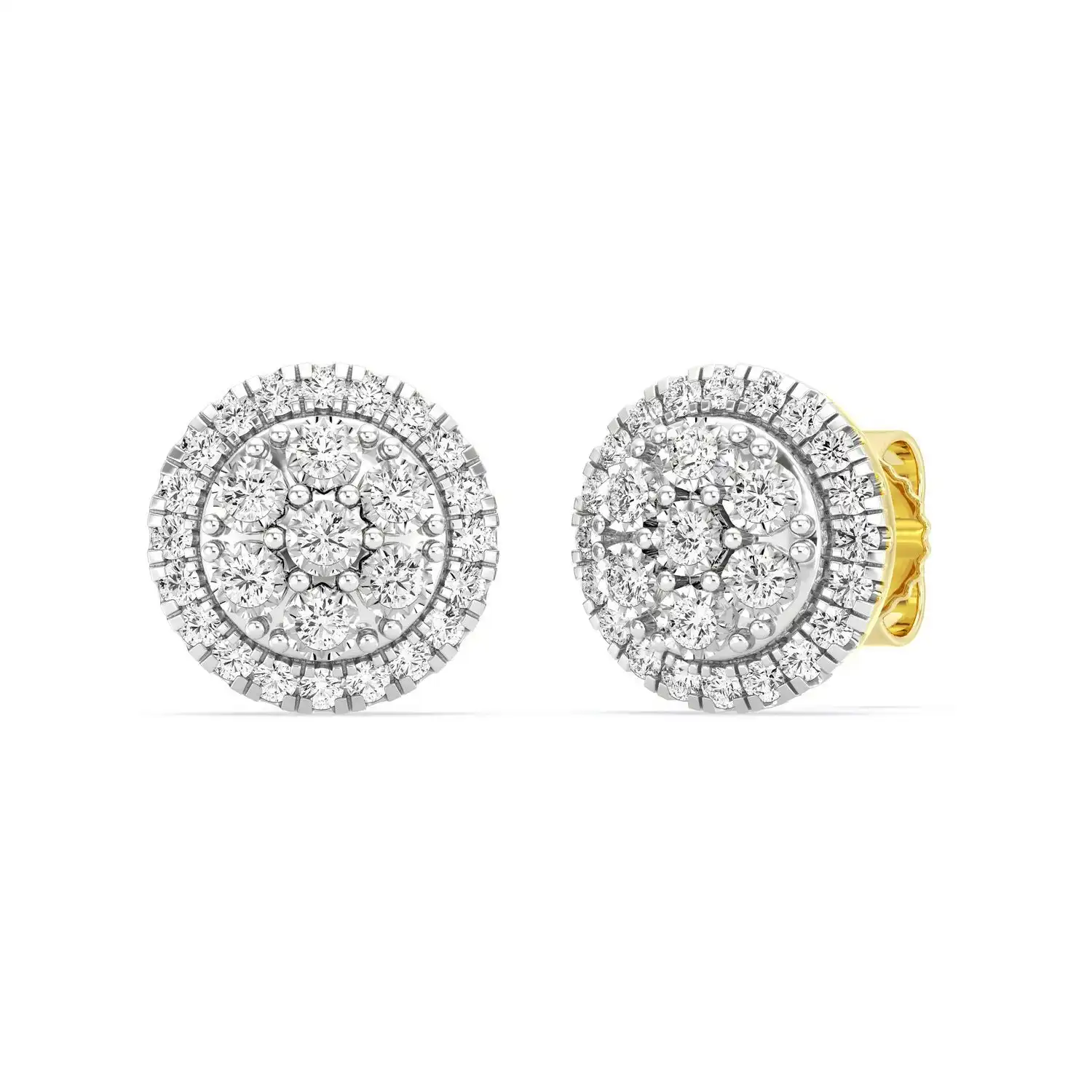 Round Miracle Halo Earrings with 1/2ct of Diamonds in 9ct Yellow Gold