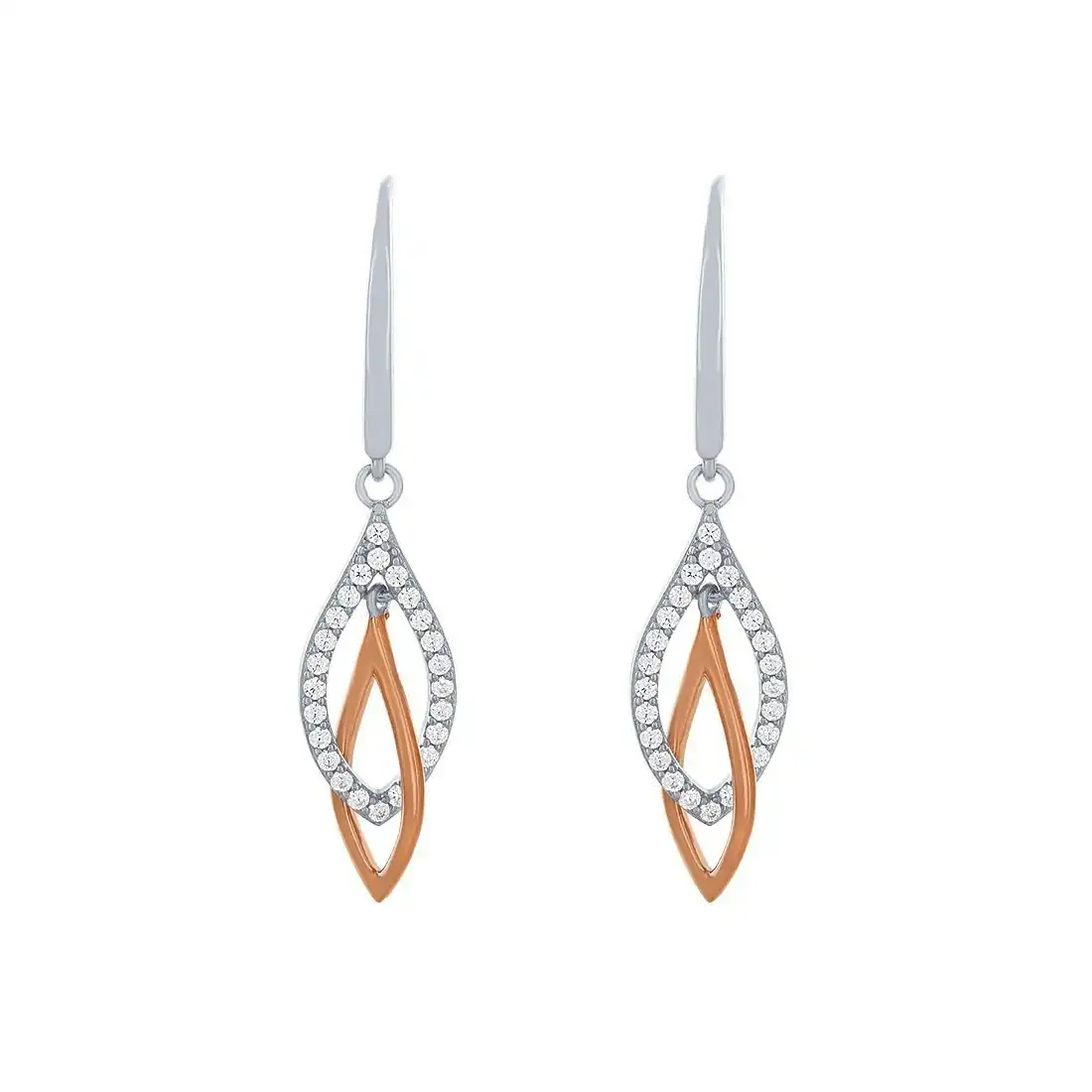 Drop Hook Earrings with Cubic Zirconia in Sterling Silver