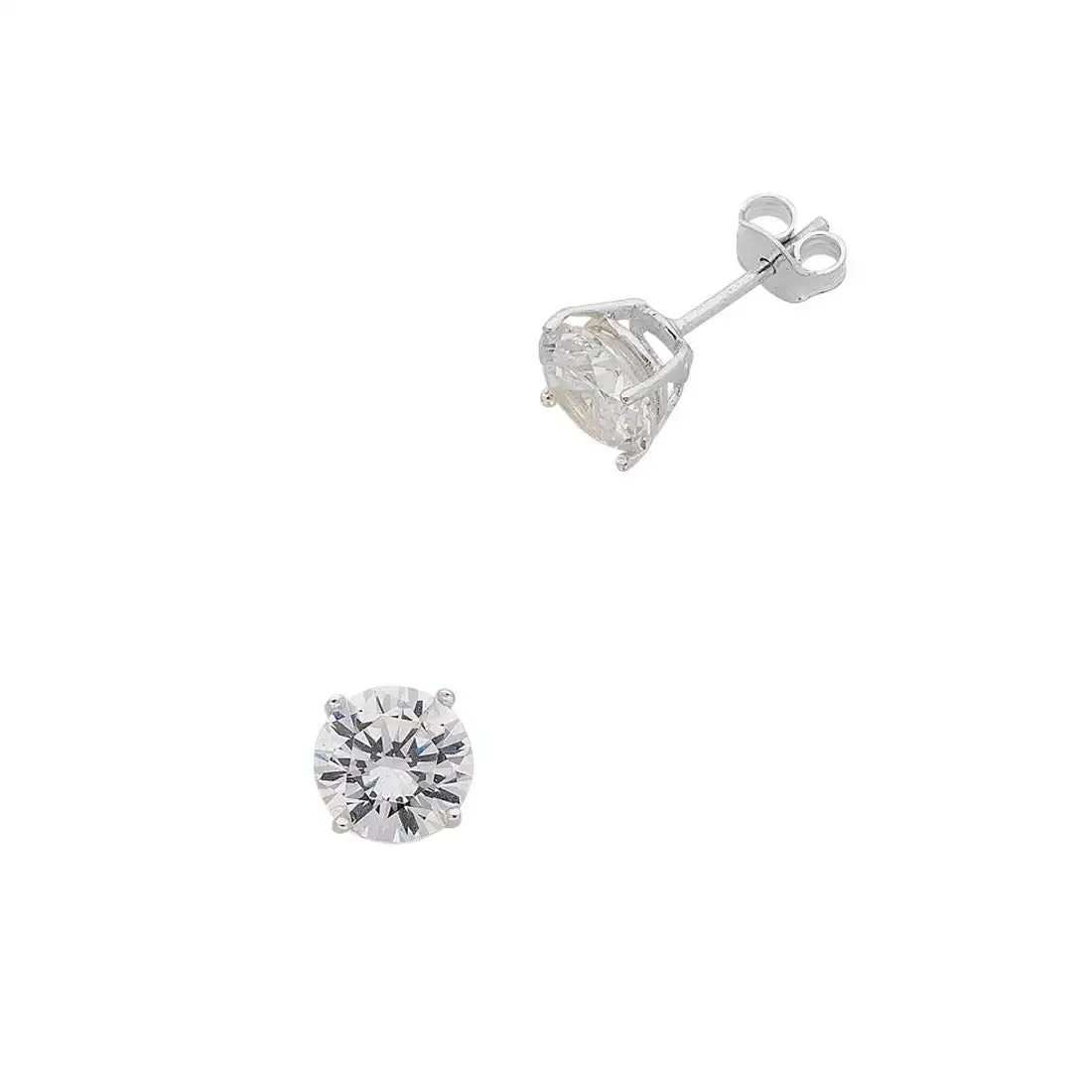 Sterling Silver 8mm Cubic Zirconia Stud Earrings