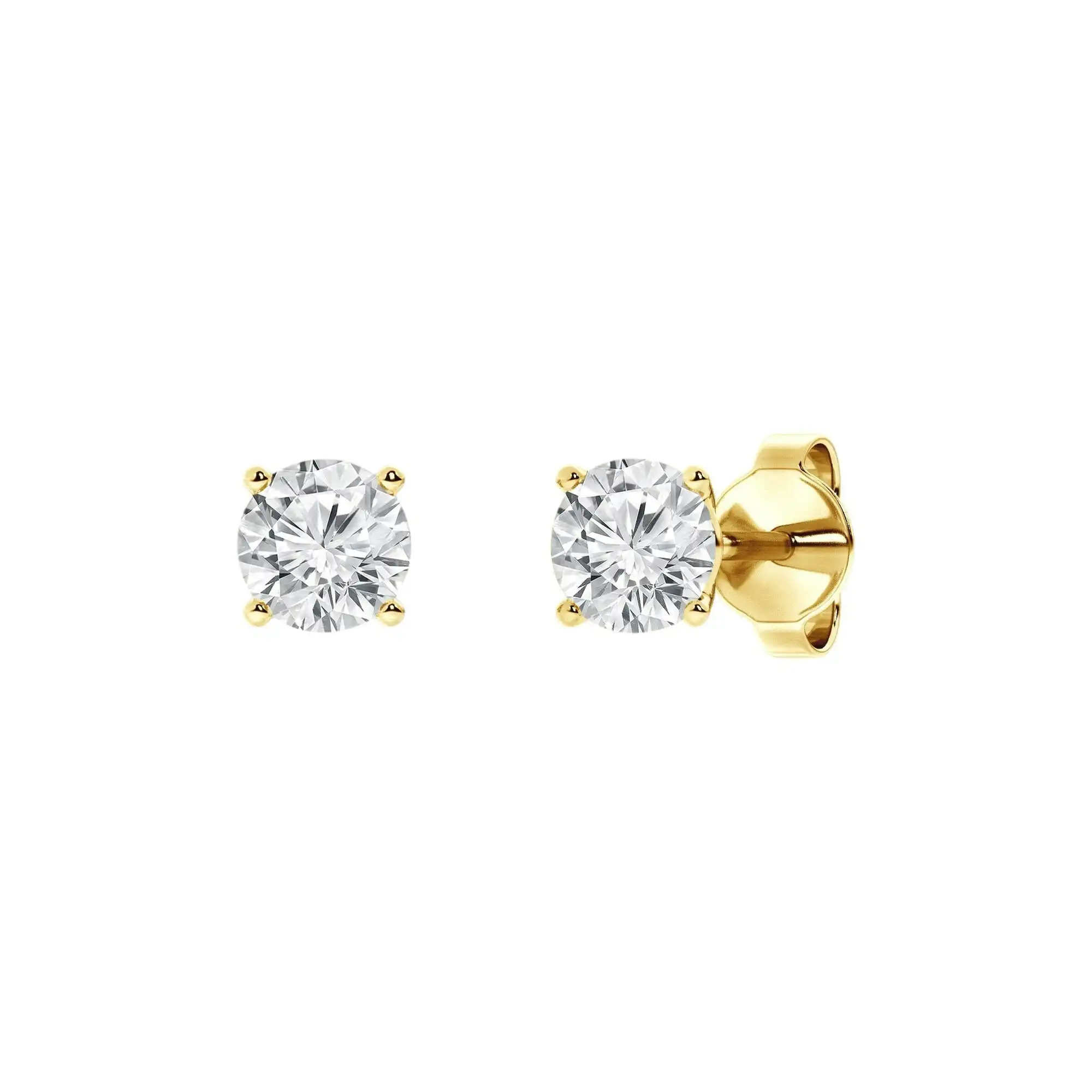 Meera 1/3ct Laboratory Grown Diamond Solitaire Earrings in 9ct Yellow Gold