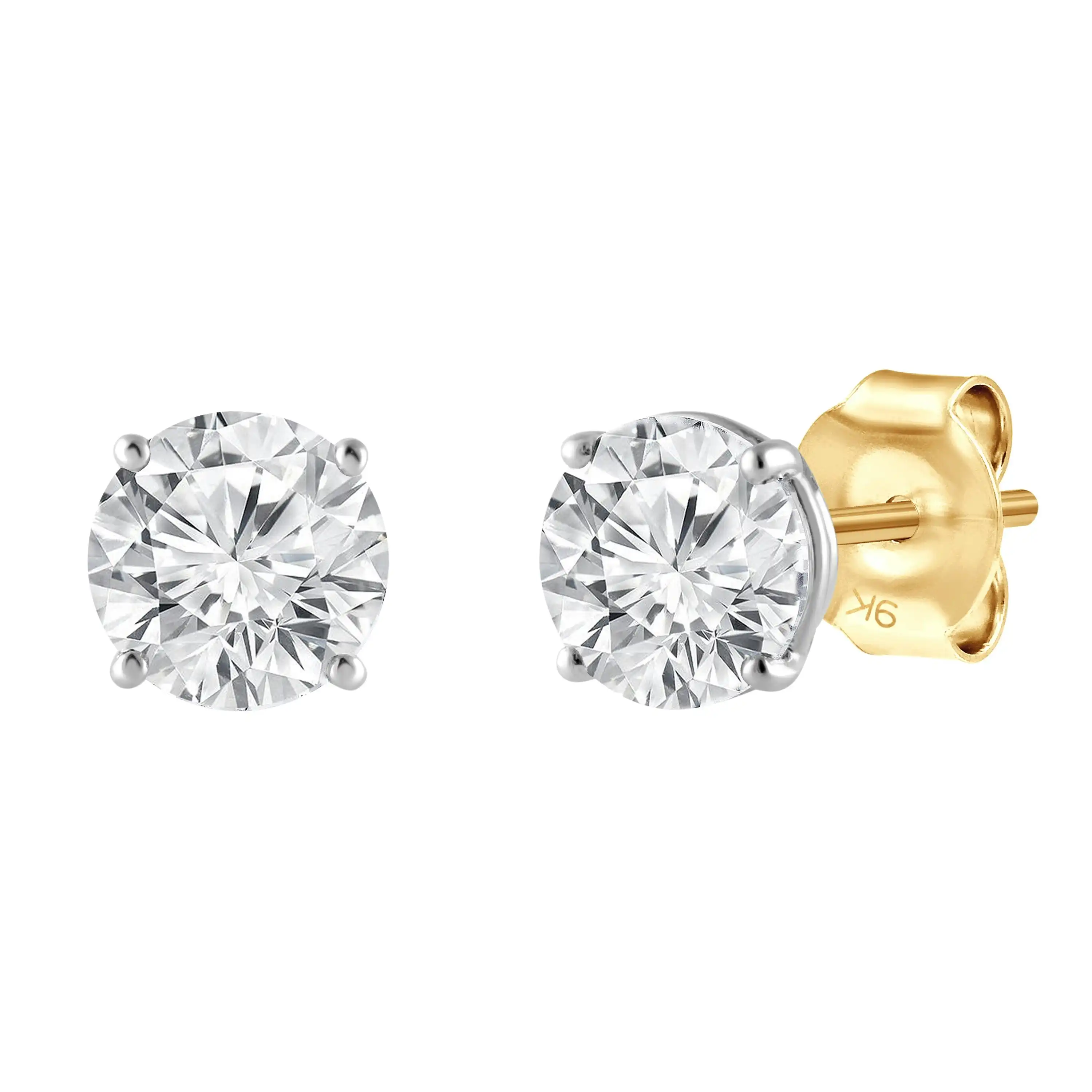 Meera 1.00ct Solitaire Laboratory Grown Diamond Earrings in 9ct Yellow Gold