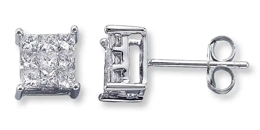 Diamond Stud Earrings with 1/5ct of Diamonds in 10ct White Gold