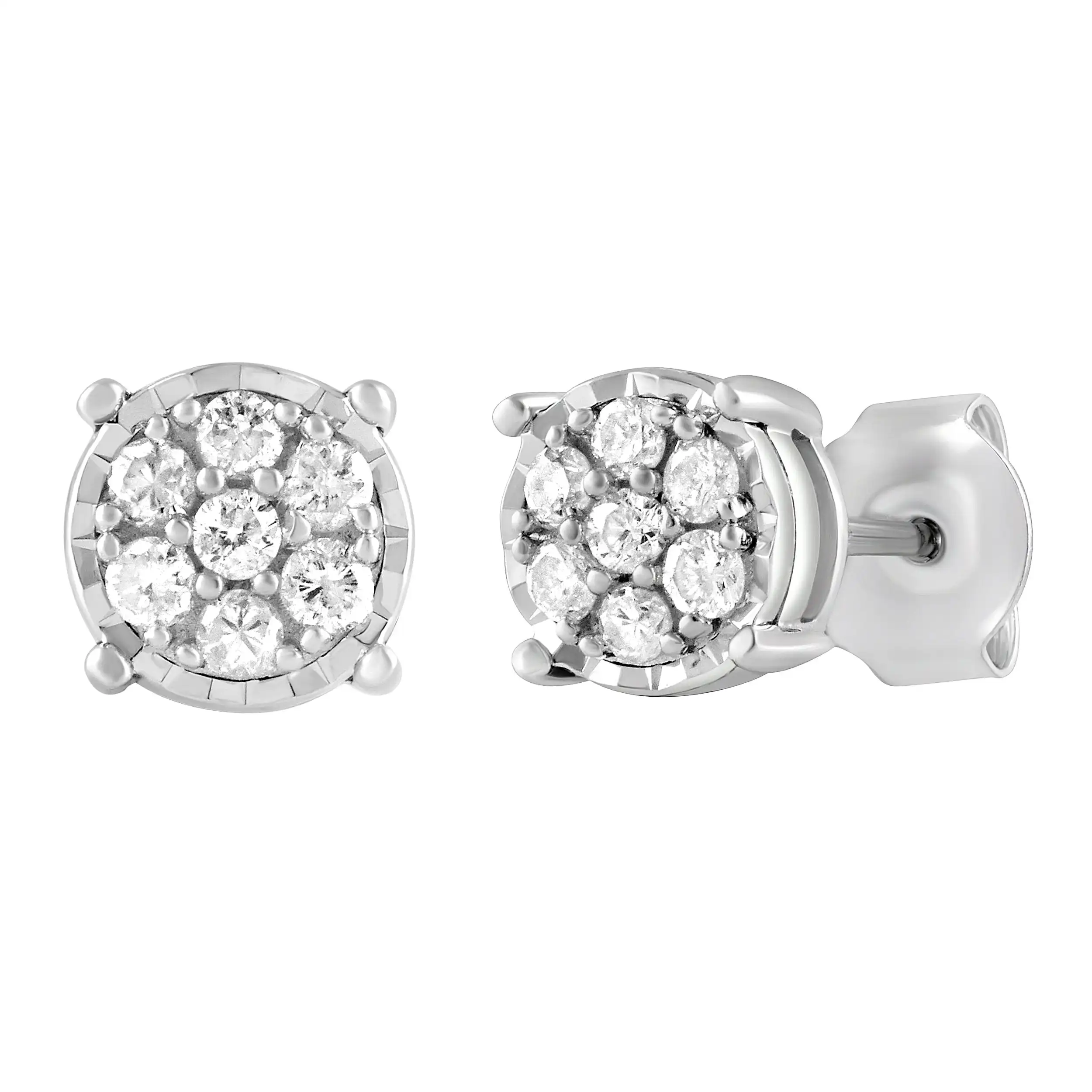 Miracle Halo Composite Earrings with 1/4ct of Diamonds in Sterling Silver