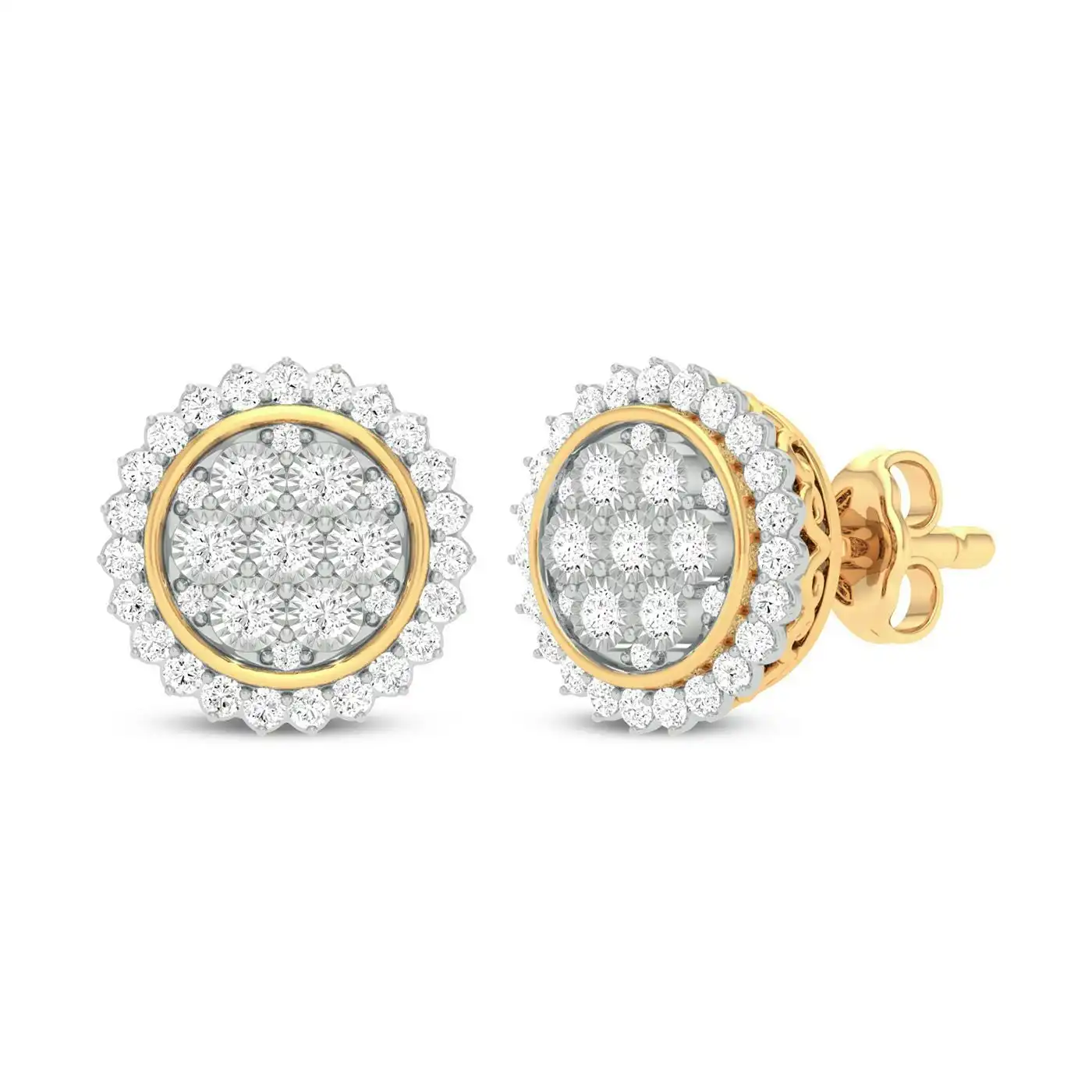 Meera Halo Earrings with 1/2ct of Laboratory Grown Diamonds in 9ct Yellow Gold