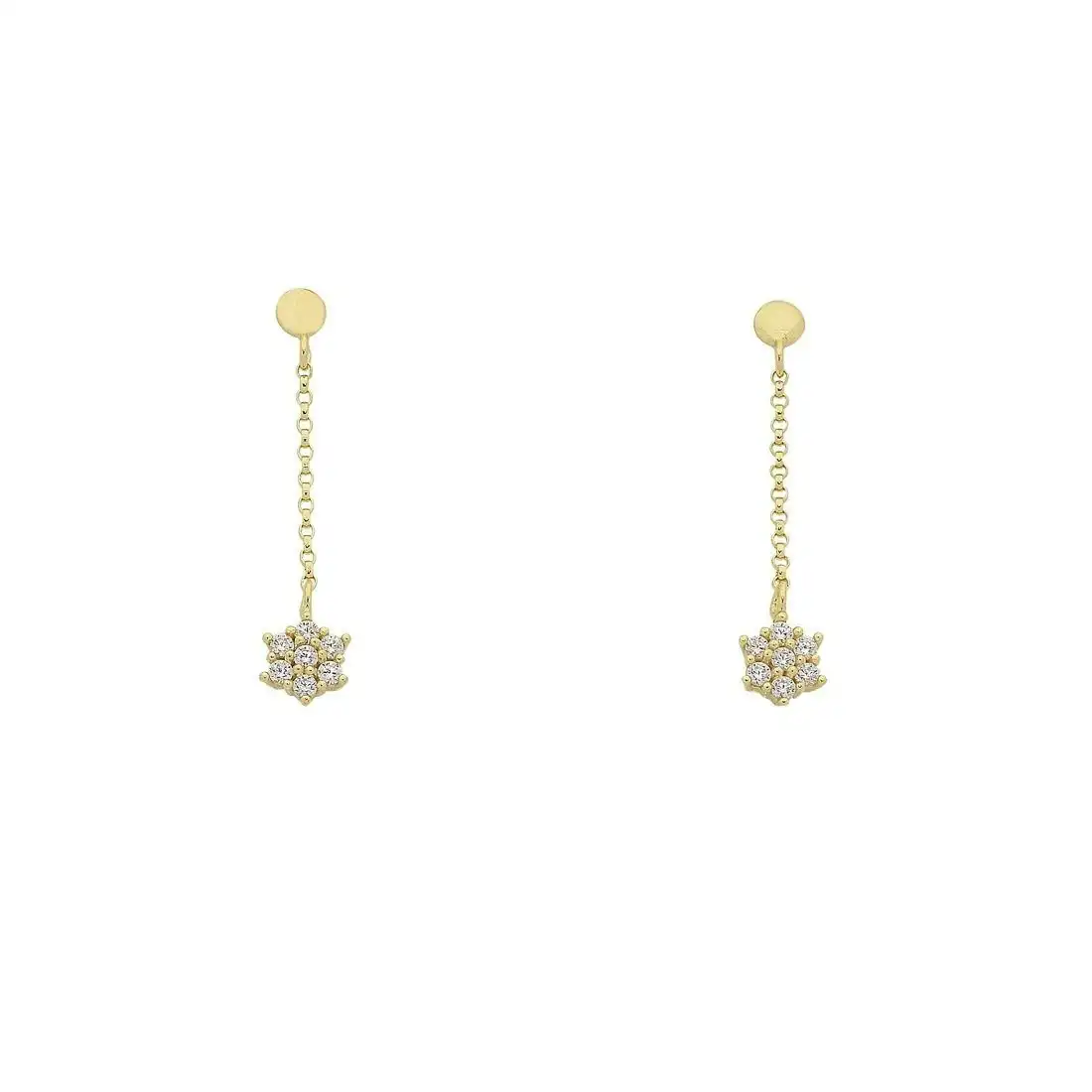 9ct Yellow Gold Silver Infused Cubic Zirconia Star Drop Earrings