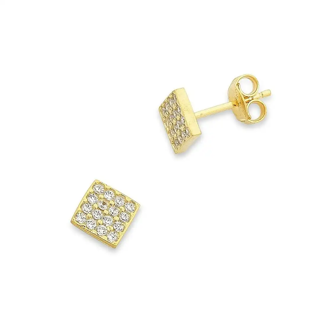 9ct Yellow Gold Silver Infused 5mm Cubic Zirconia Stud Earrings