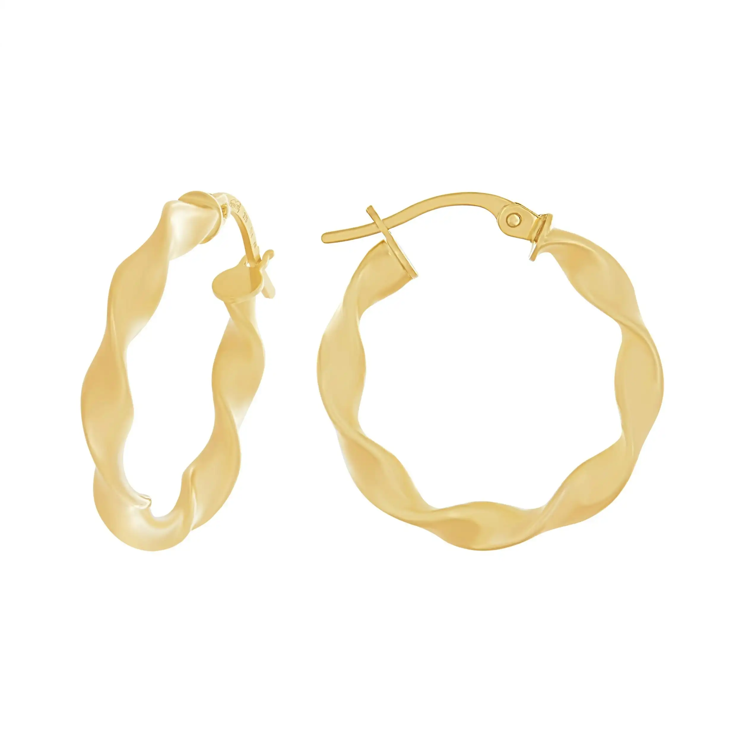9ct Yellow Gold Round Twist Hoop Earrings