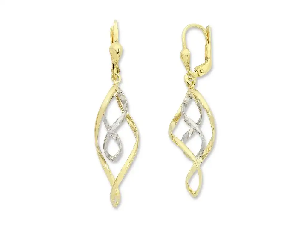9ct Two Tone Silver Infused Double Infinity Drop Earrings