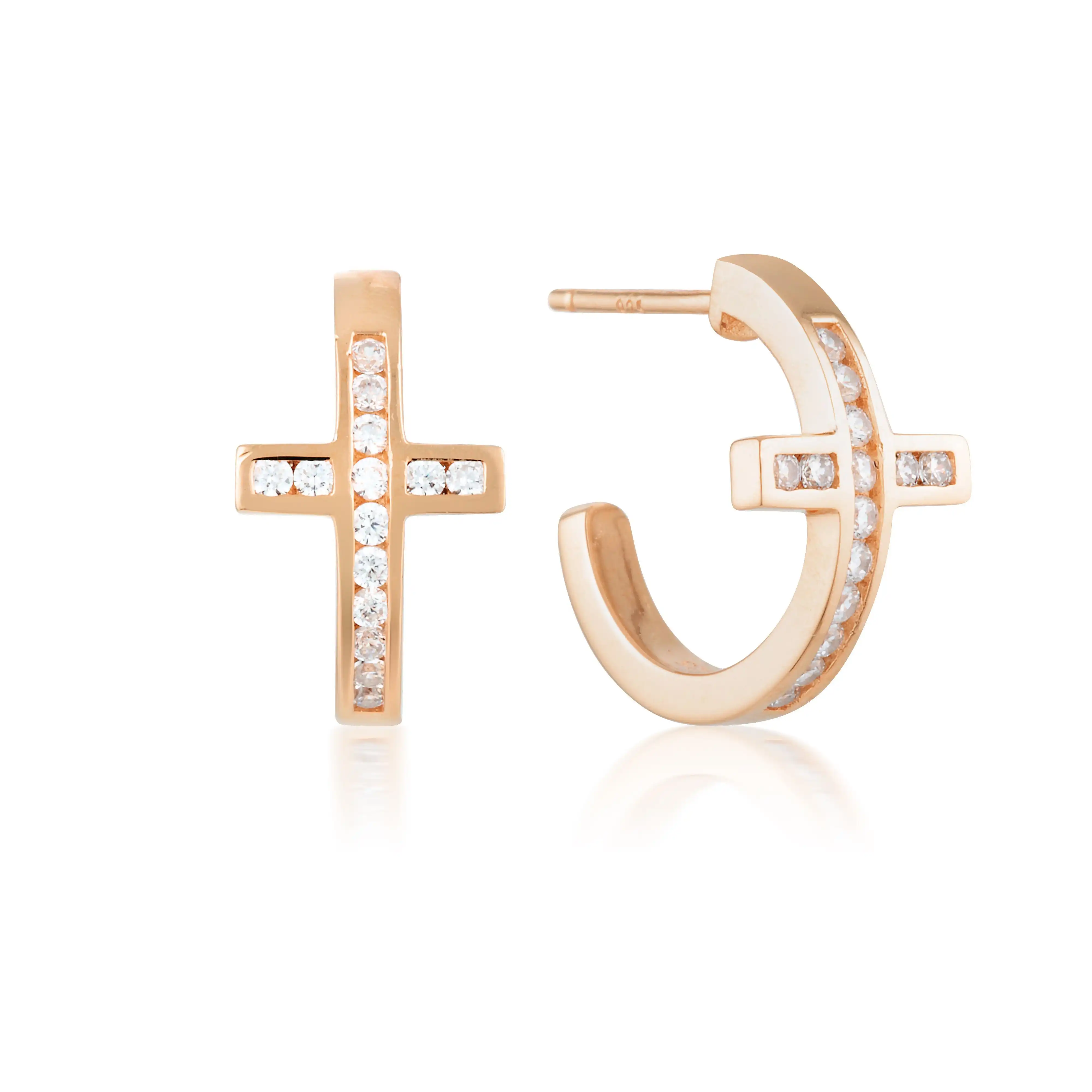 Georgini Spiritus Cross Hoop Rose Gold Earrings