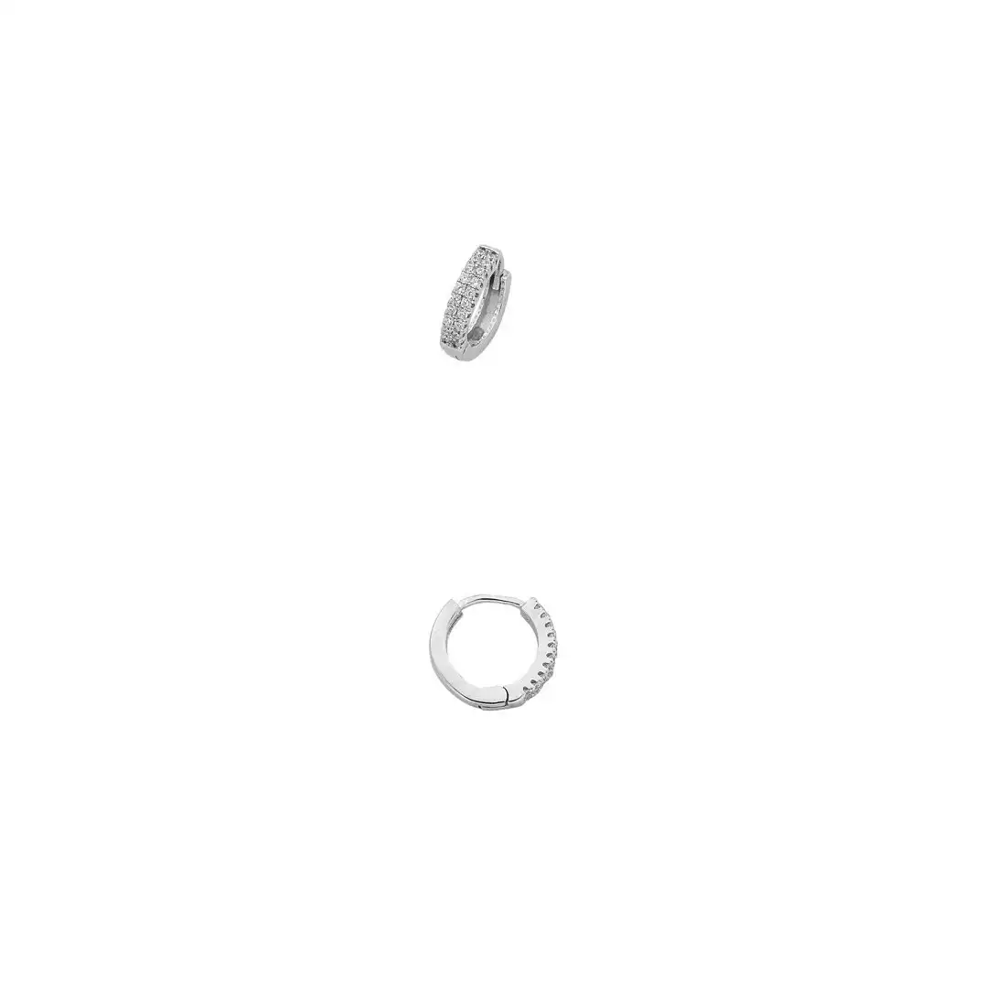 13mm Sterling Silver Cubic Zirconia Double Row Hoop Earrings