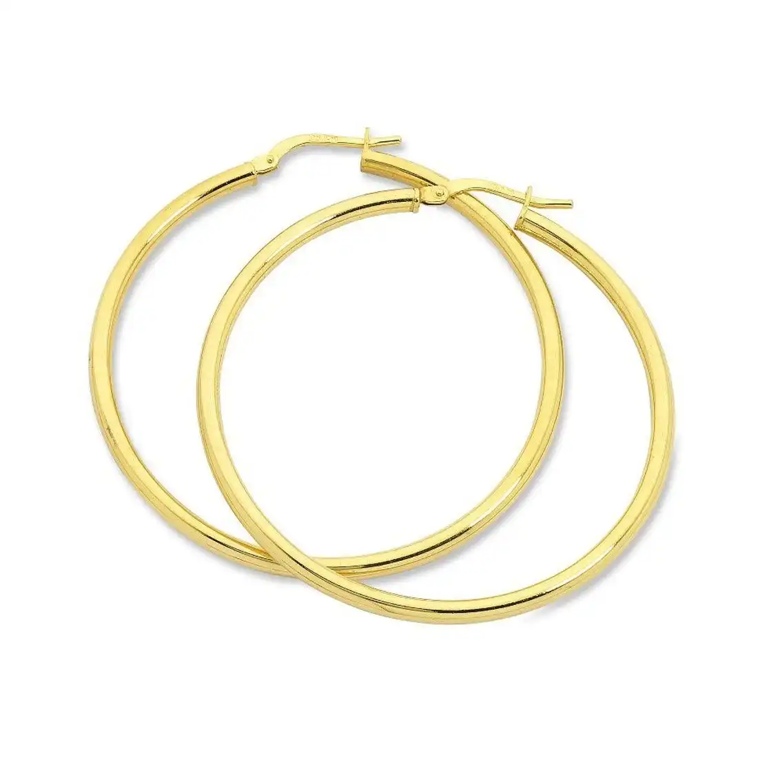 9ct Yellow Gold Silver Infused Plain Hoop Earrings 20mm