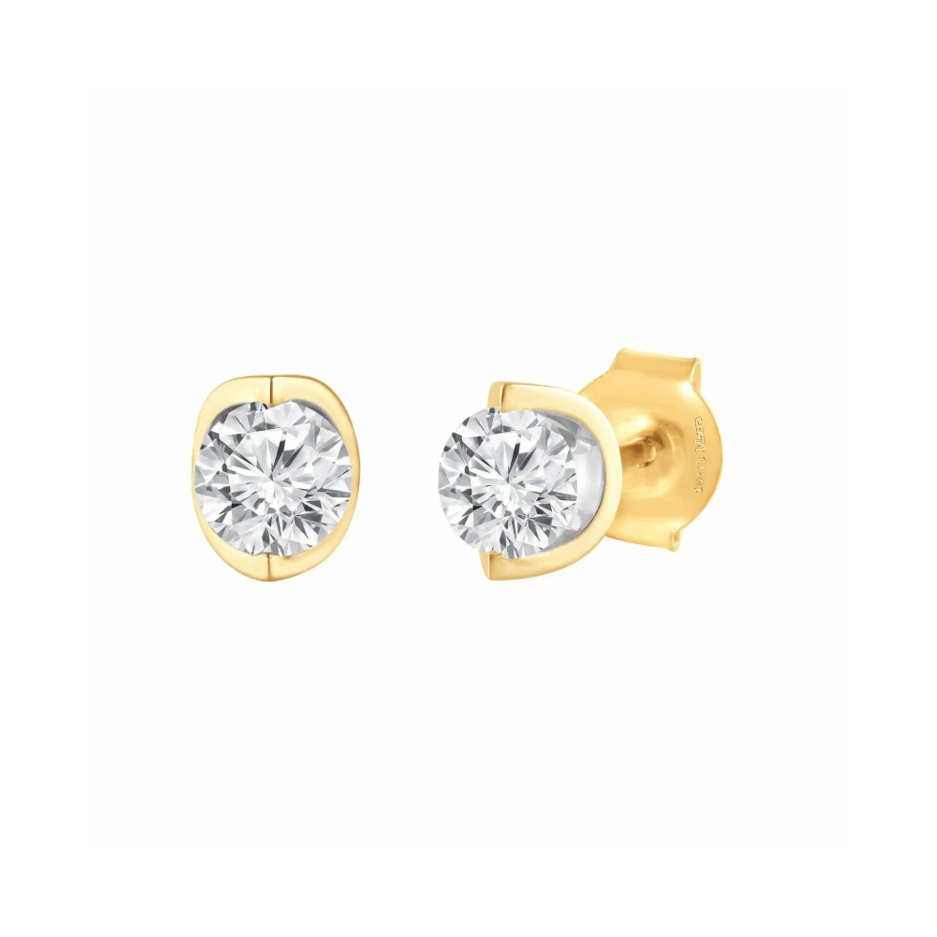 Meera Bezel Look 1/2ct Laboratory Grown Solitaire Diamond Earrings in 9ct Yellow Gold