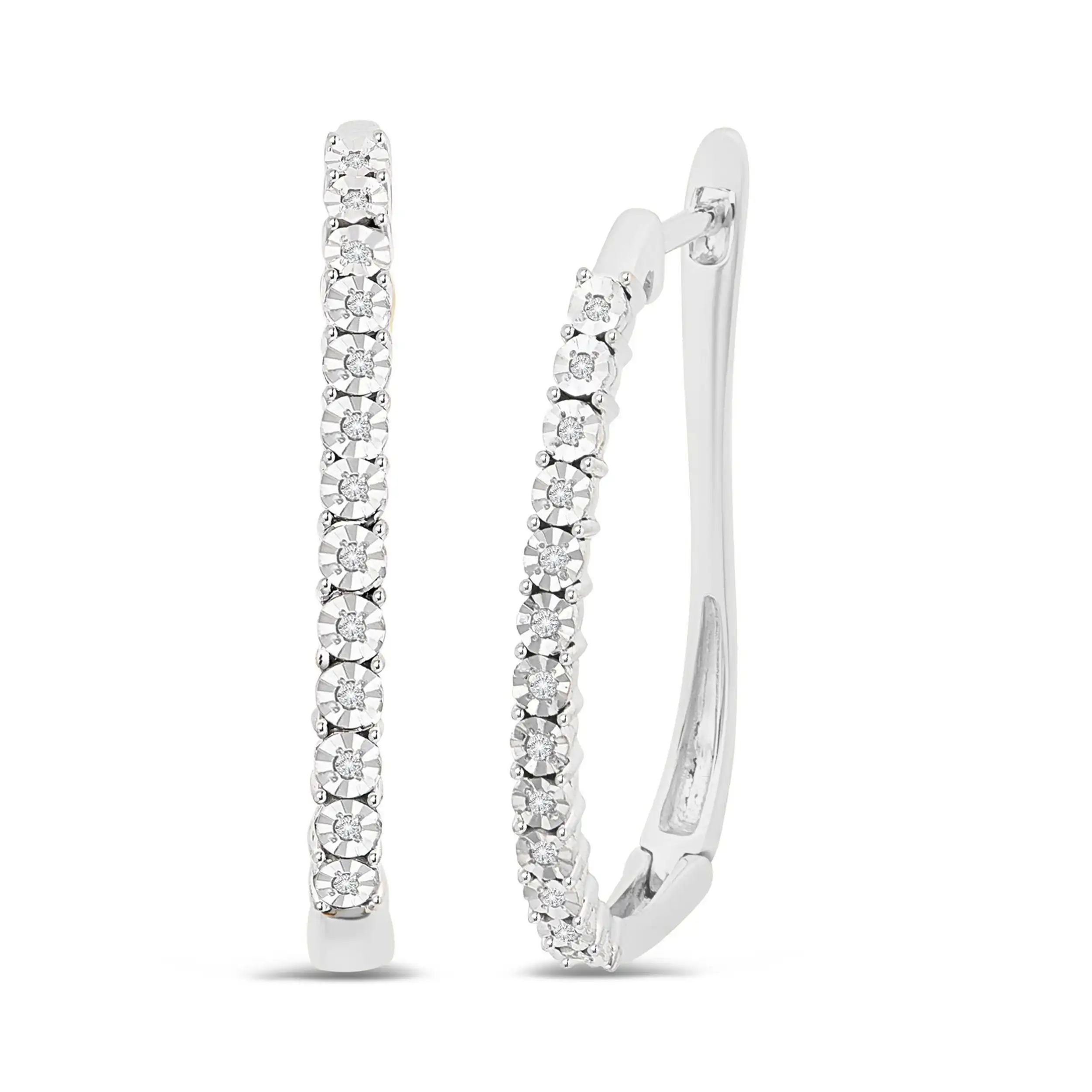 Diamond Set Hoop Earrings in 9ct White Gold