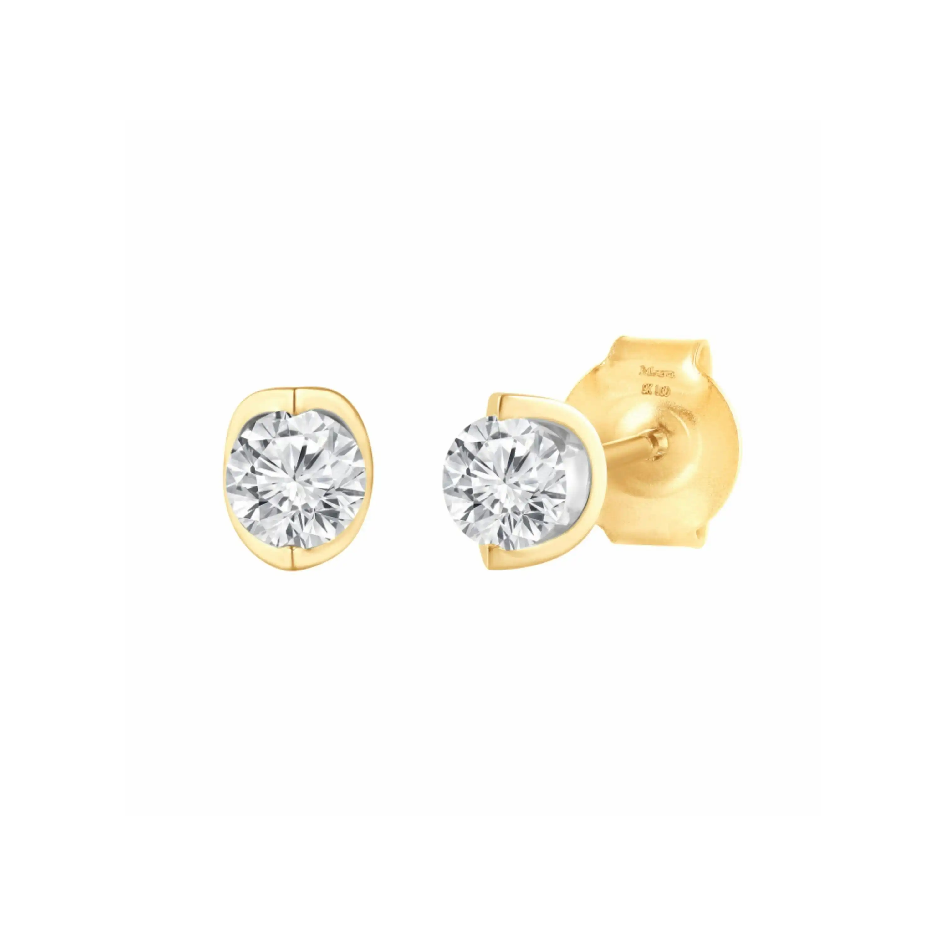 Meera Bezel Look 1/3ct Laboratory Grown Solitaire Diamond Earrings in 9ct Yellow Gold